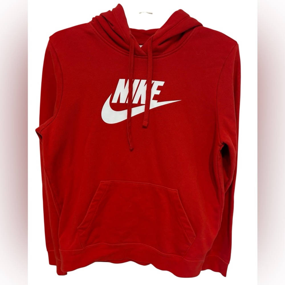 Nike Red Pullover Hoodie with White Tag Logo